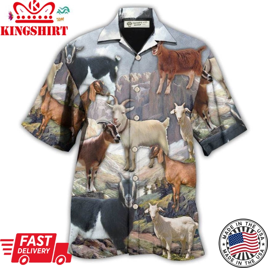 Goat On Mountain Hawaiian Shirt