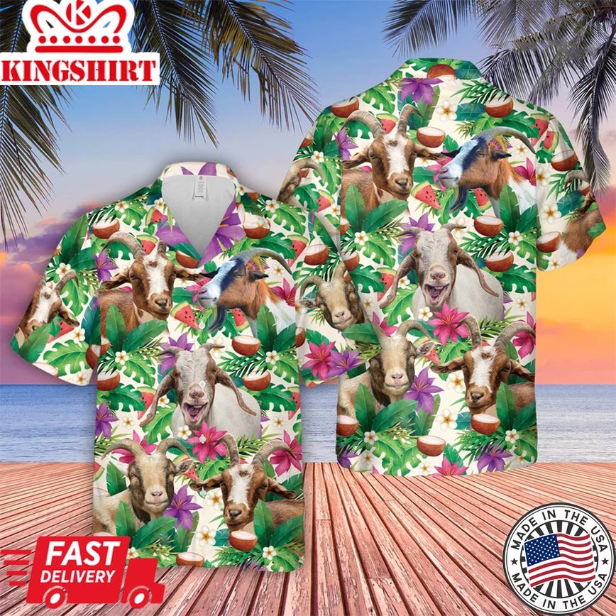 Goat Summer Floral 3D Trendy Hawaiian Shirt