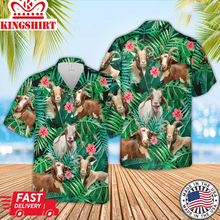 Goat Trendy Hawaiian Shirt, Farm Lover Hawaii Shirt For Men, Tropical Shirts, Gift For Him