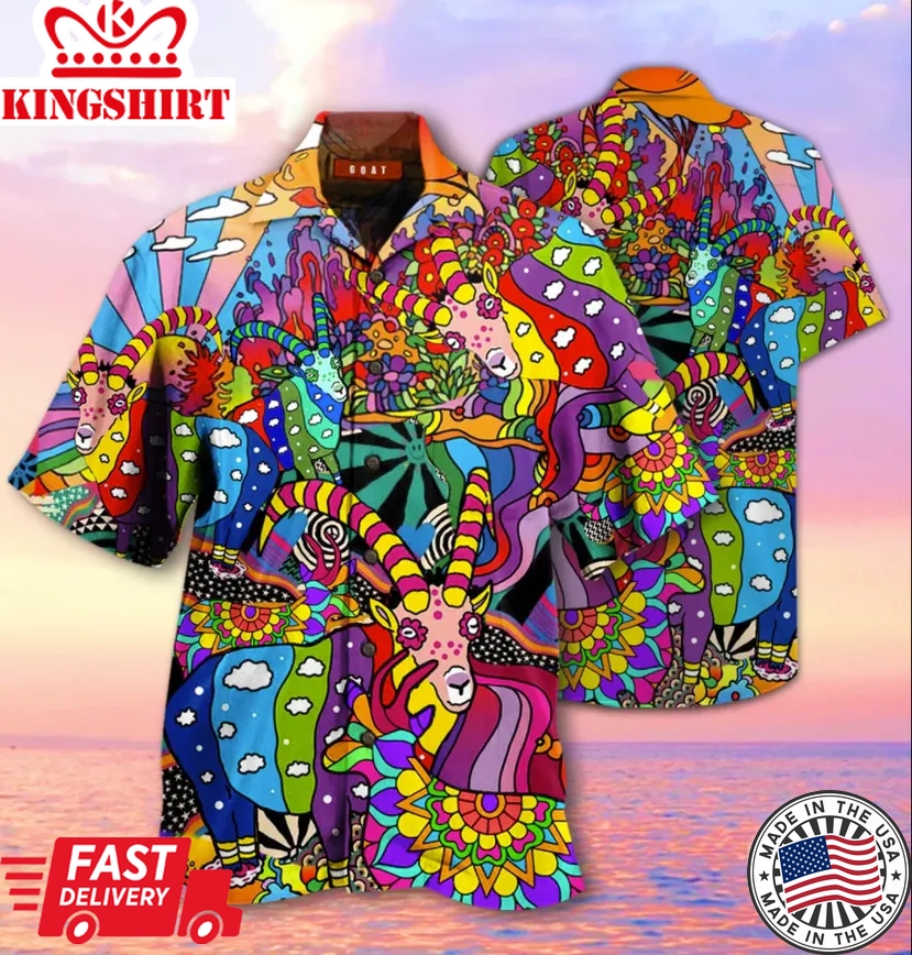 Goats Hippie Trendy Hawaiian Shirt