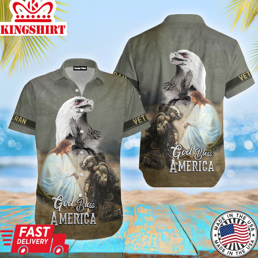 God Bless America Veteran Aloha Hawaiian Shirts For Men & For Women |