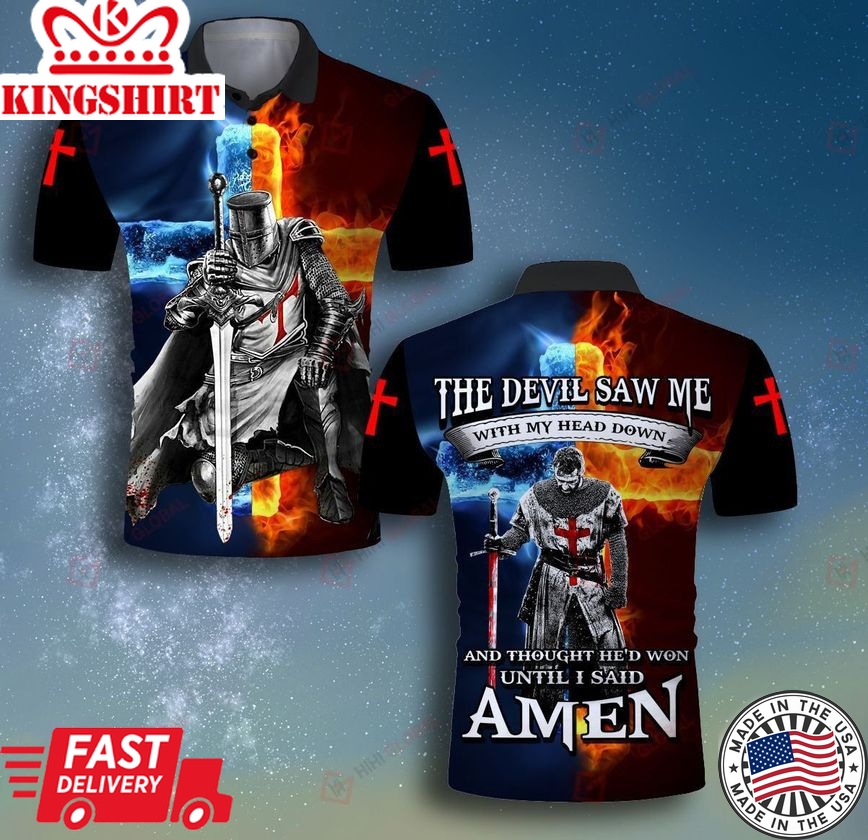 God The Devil Saw Me With My Head Down Satan Knight Templar Hawaiian Shirts 3D