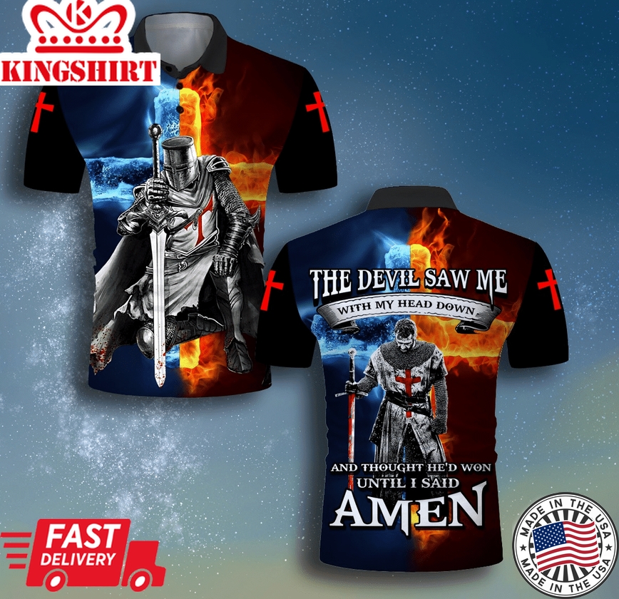 God The Devil Saw Me With My Head Down Satan Knight Templar Short Sleeve Hawaiian Shirt