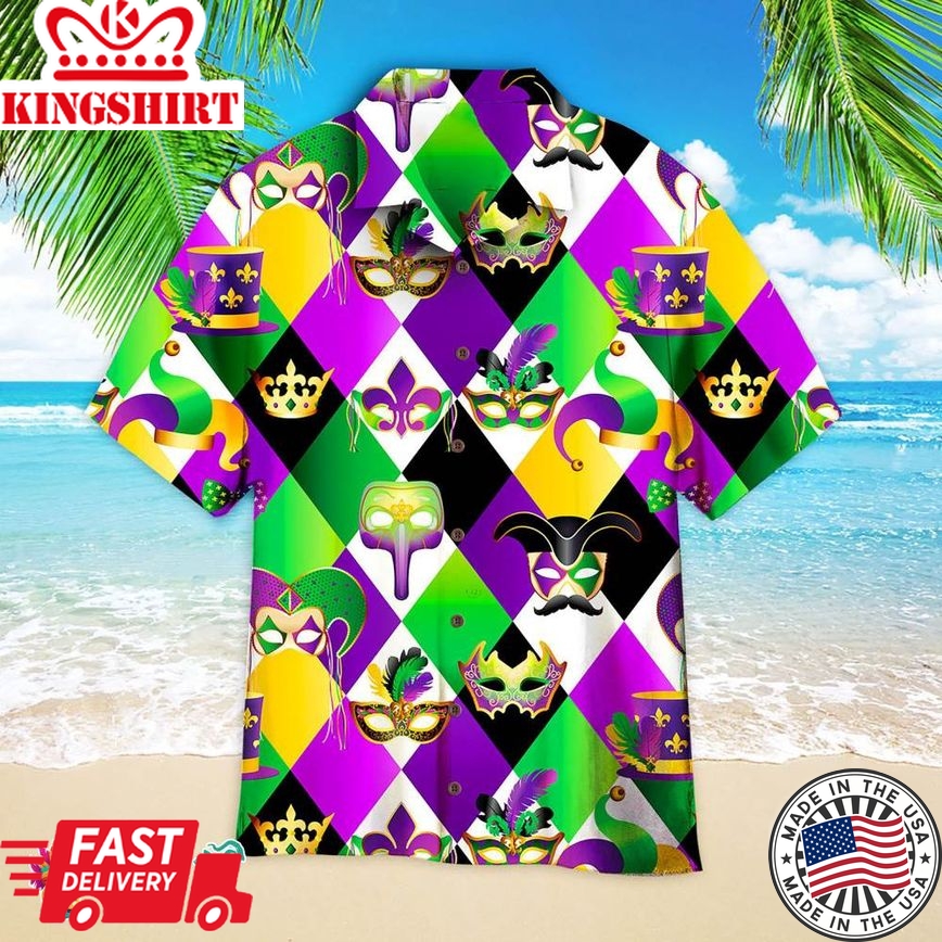 Golden Carnival On Mardi Gras Pattern Aloha Hawaiian Shirts