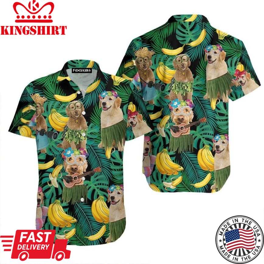 Golden Doodle Summer Leaves Trendy Hawaiian Shirt