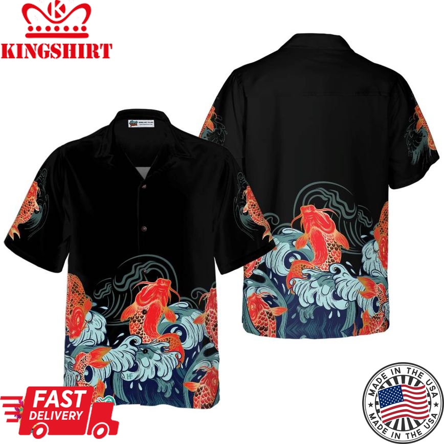 Golden Koi Fish Hawaiian Shirt