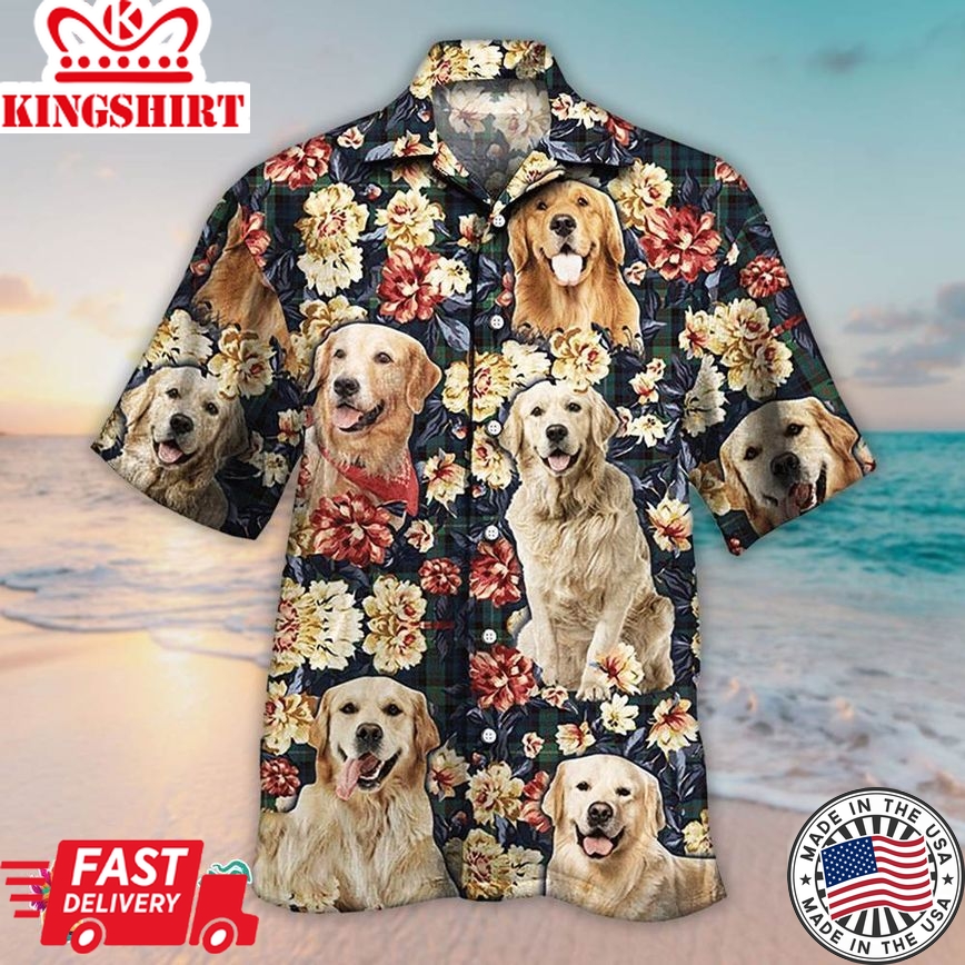 Golden Retriever Aloha Shirt Golden Retriever Floral, Aloha Hawaiian Shirts