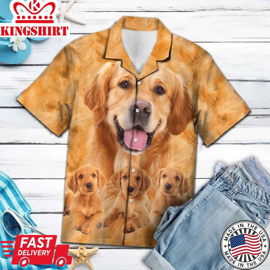 Golden Retriever Brown Trendy Hawaiian Shirt