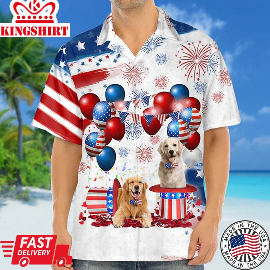 Golden Retriever Independence Day Trendy Hawaiian Shirt For Men And Women, 4Th Of July Trendy Hawaiian Shirt