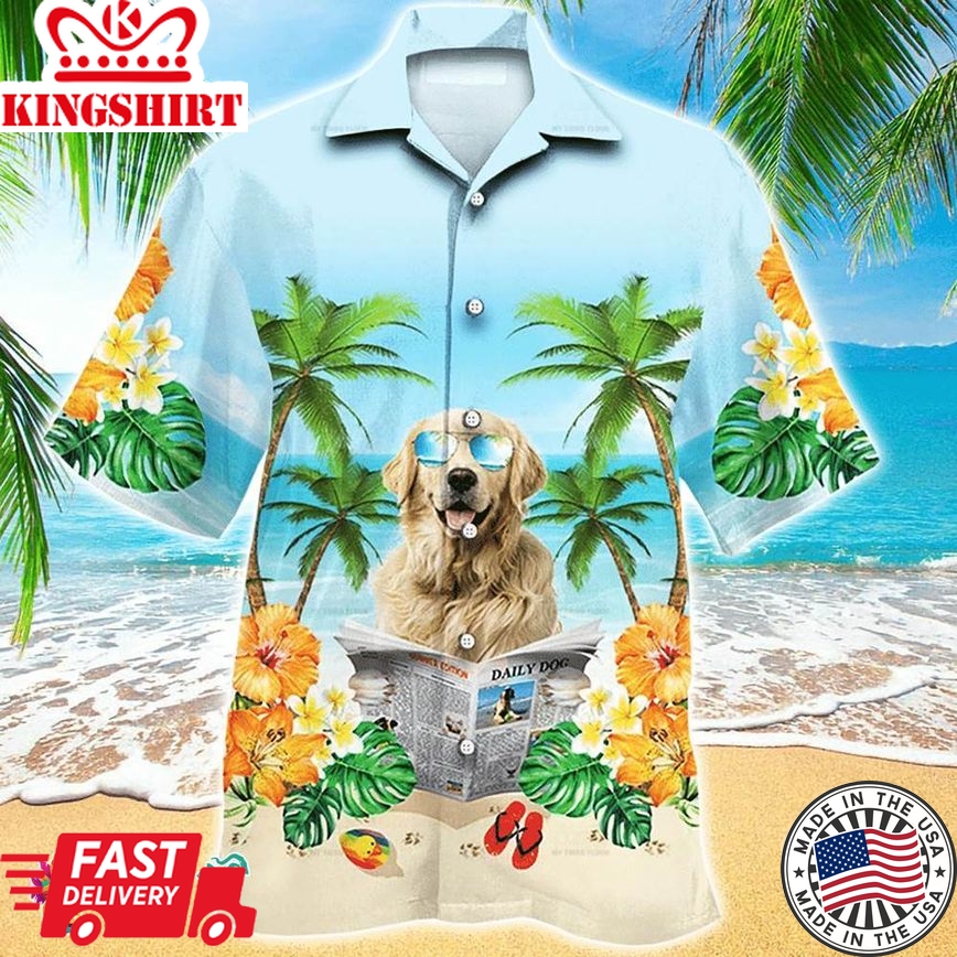 Golden Retriever Soft Hawaiian Aloha Beach Shirt