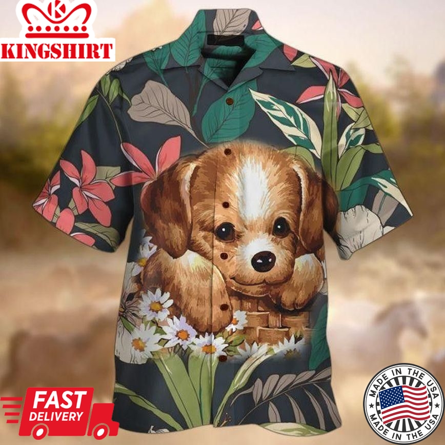 Golden Retriever Trendy Hawaiian Shirt