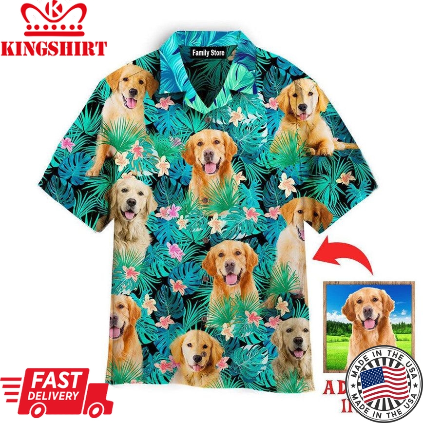 Golden Retriever Tropical Custom Hawaiian Shirt