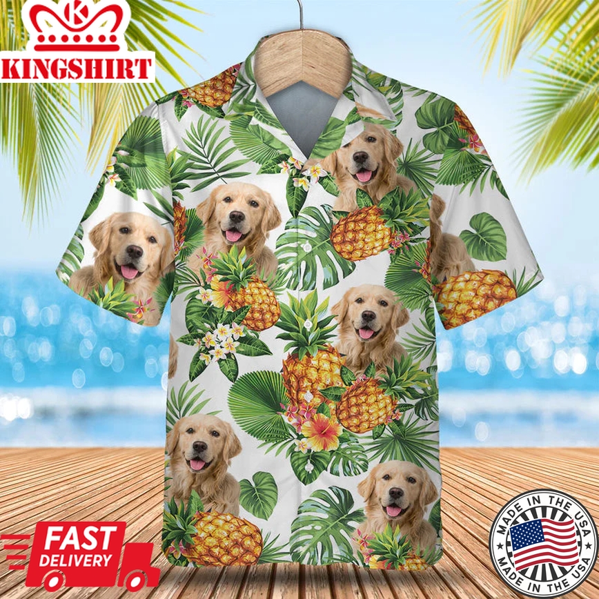 Golden Retriever Tropical Pattern Trendy Hawaiian Shirt, Dog Lover Trendy Hawaiian Shirt, Summer Gift For Men And Women