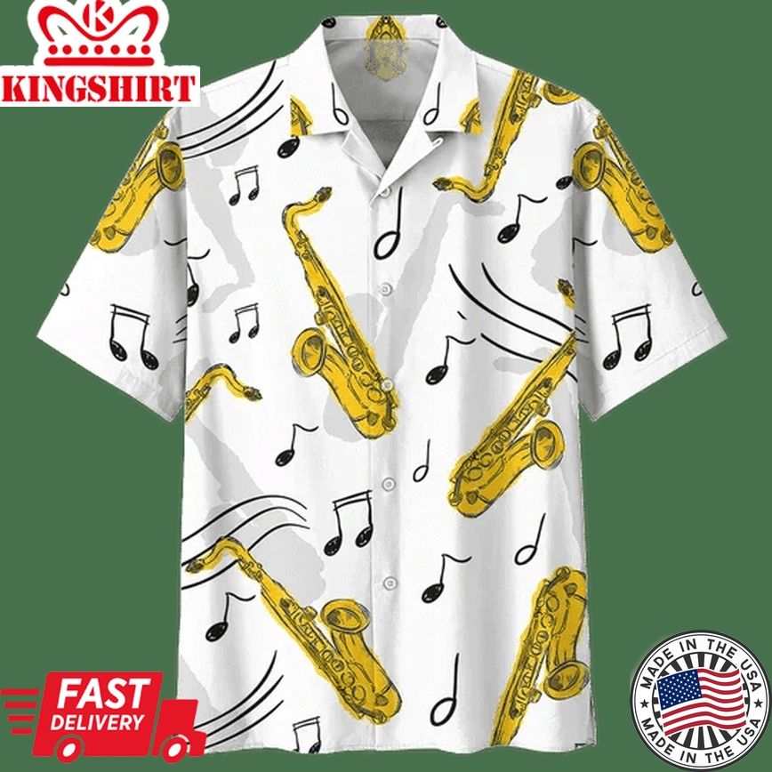 Golden Saxophone Background Design Hawaiian Shirt