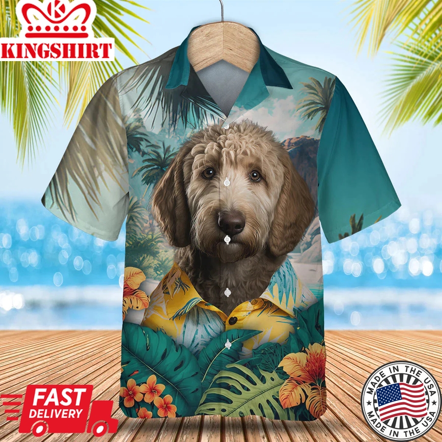 Goldendoodle 3D Tropical Trendy Hawaiian Shirt, Dog Lover Apparel, Summer Gifts For Dog Enthusiasts