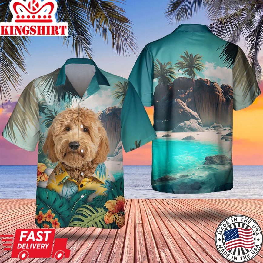 Goldendoodle 3D Tropical Trendy Hawaiian Shirt, Dog Trendy Hawaiian Shirt, Summer Gifts For Dog Lover