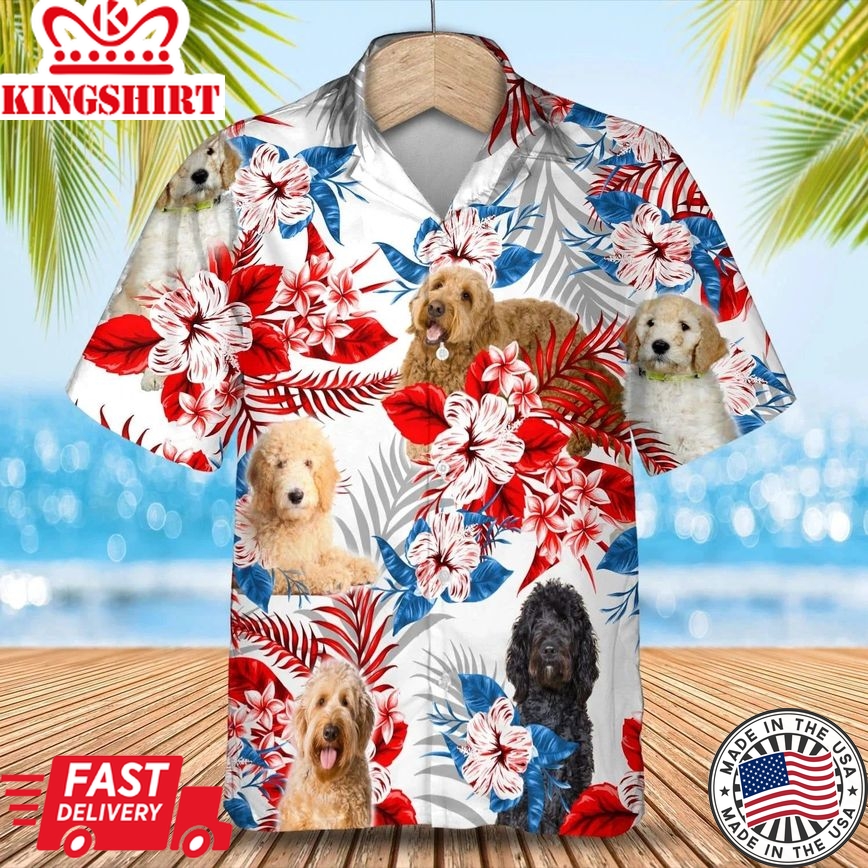 Goldendoodle American Flag Hawaiian Shirt, Summer Aloha Shirt, Men Hawaiian Shirt, Gift For Summer