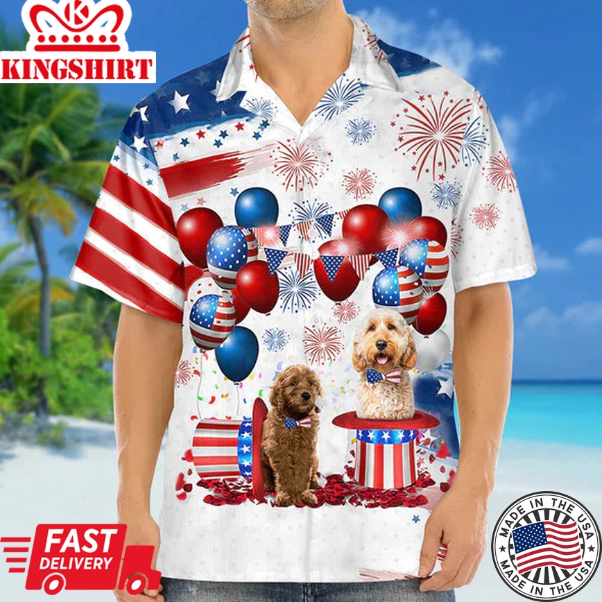 Goldendoodle Independence Day Trendy Hawaiian Shirt For Men And Women, 4Th Of July Trendy Hawaiian Shirt