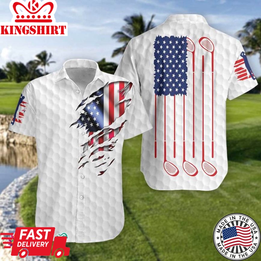 Golf American Flag Hawaiian Shirt