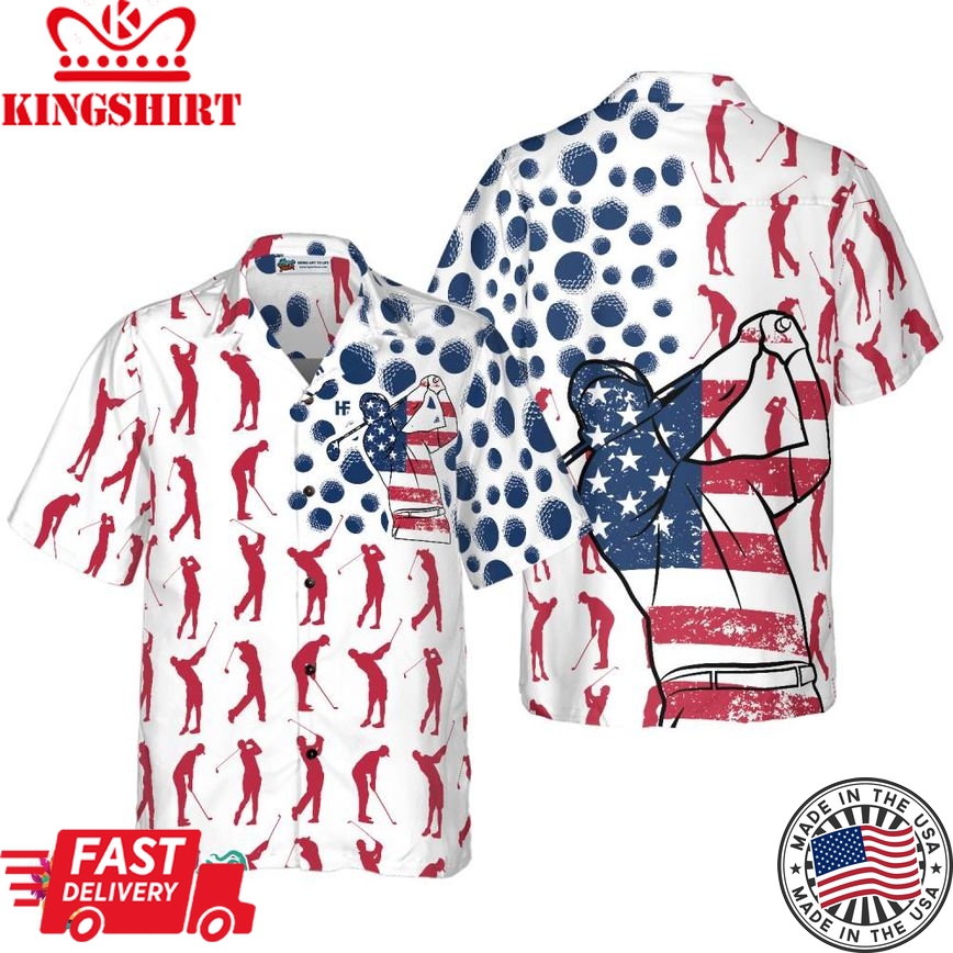 Golf American Flag Pose Hawaiian Shirt