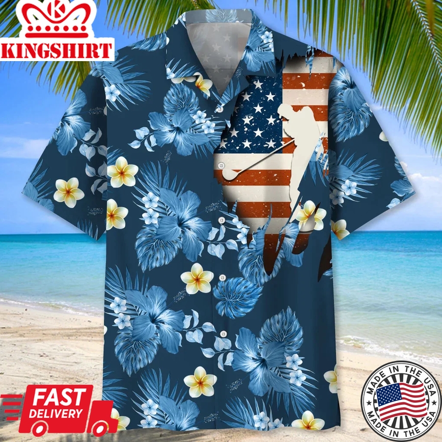 Golf American Flag Trendy Hawaiian Shirt, Trendy Hawaiian Shirt For Men, Summer Gift