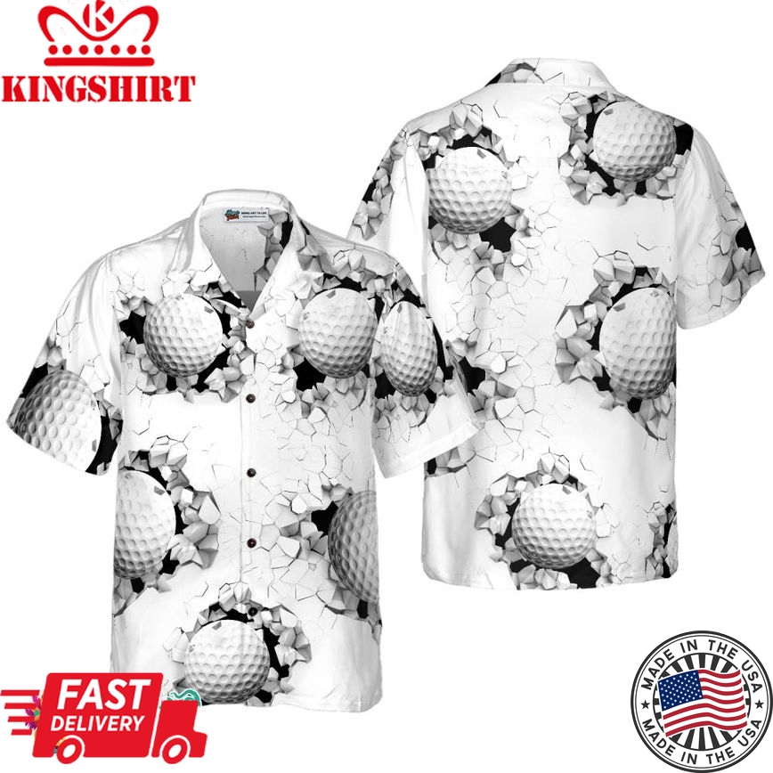 Golf Ball Breaking Through Wall Hawaiian Shirt