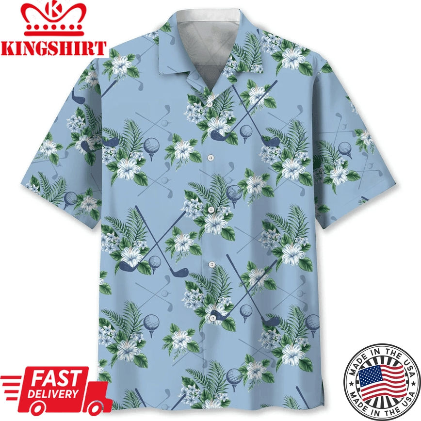 Golf Blue Tropical Trendy Hawaiian Shirt