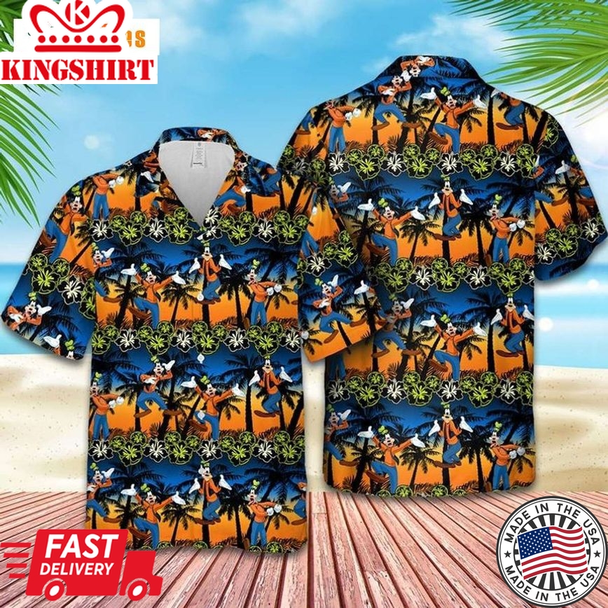 Goofy Dog Disney Palm Tree Sunset, Disney Trendy Hawaiian Shirt Perfect Gifts For Your Loved Ones