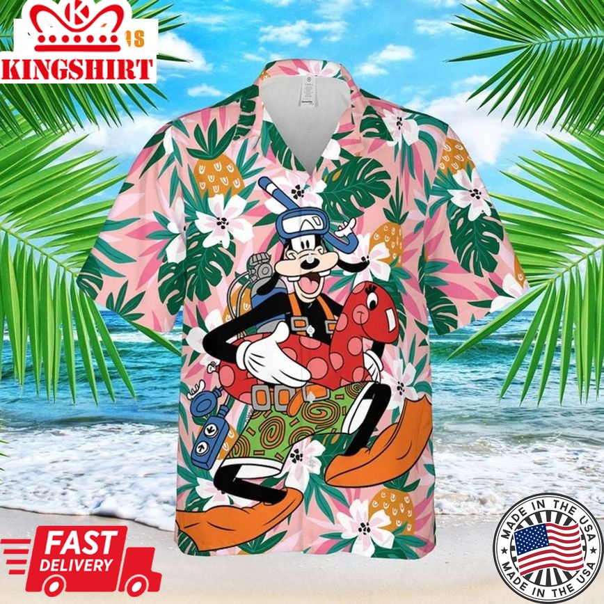 Goofy Dog The Diver Disney Cartoon Graphics, Goofy Trendy Hawaiian Shirt Perfect Gifts For Your Loved Ones