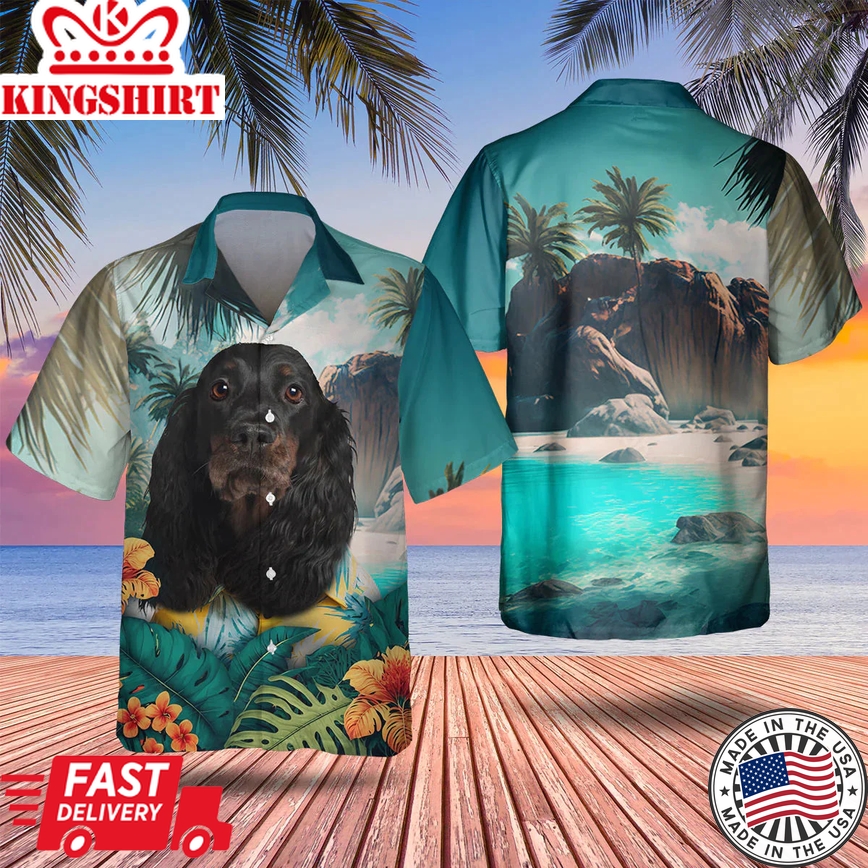 Gordon Setter 3D Tropical Trendy Hawaiian Shirt, Dog Trendy Hawaiian Shirt, Summer Gifts For Dog Lover