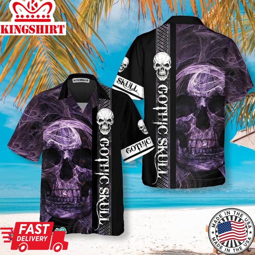 Gothic Skull Hawaiian Shirt, Cool Skull Black Shirt For Men And Women