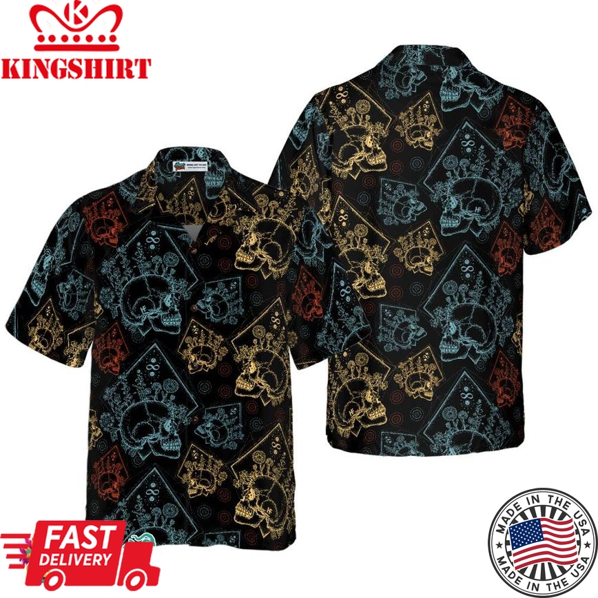 Gothic Skulls In Scrapbooking Style Hawaiian Shirt