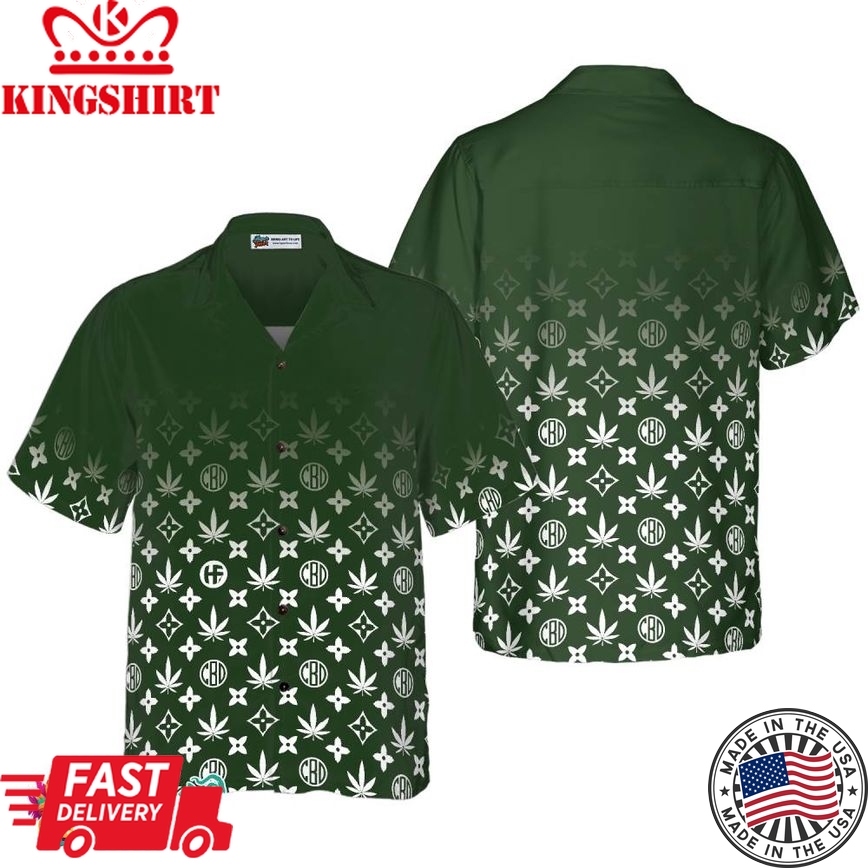 Gradient Marijuana Pattern Shirt For Men Hawaiian Shirt