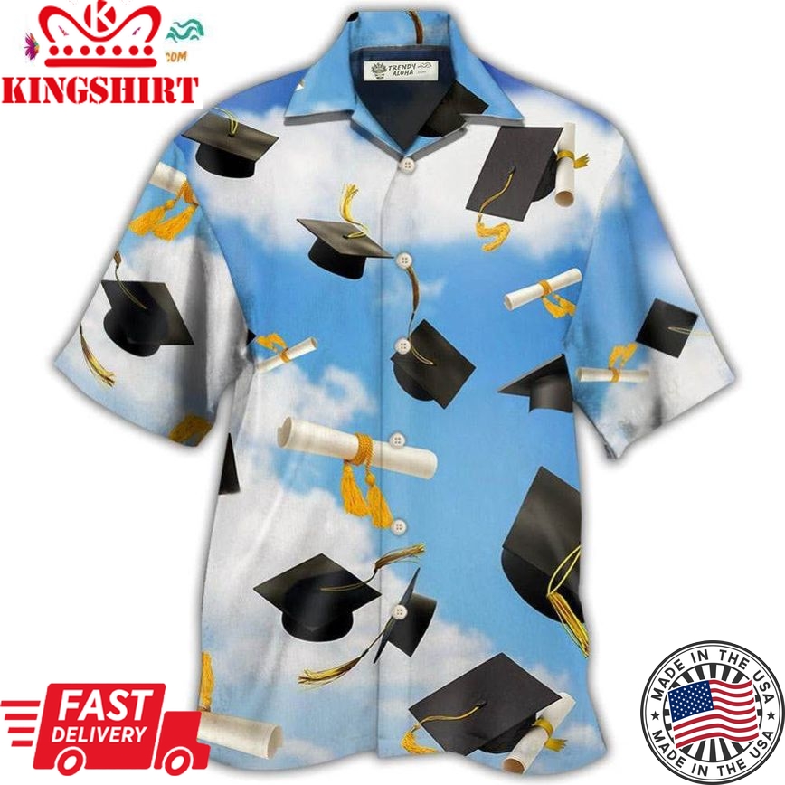 Graduation Paper Blue Sky Hawaiian Shirt