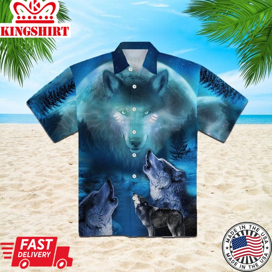 Gray Wolf Trendy Hawaiian Shirt