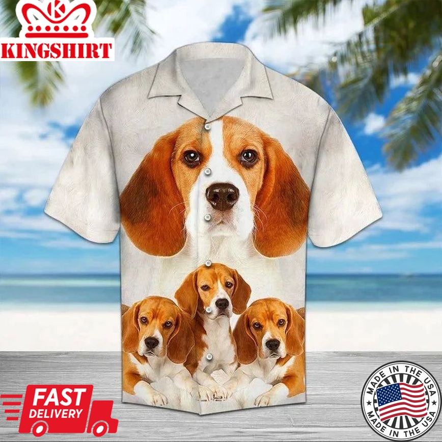 Great Beagle Dog Family Portrait Themed Hawaiian Shirt