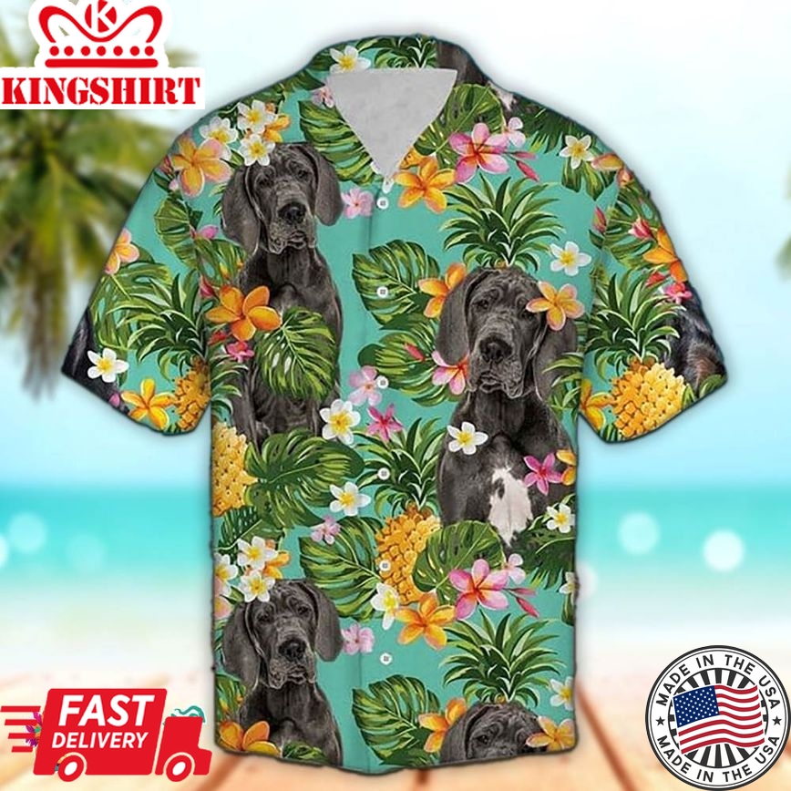 Great Dane Aloha Shirt Great Dane Tropical Shirt Hawaiian Aloha Beach Shirt