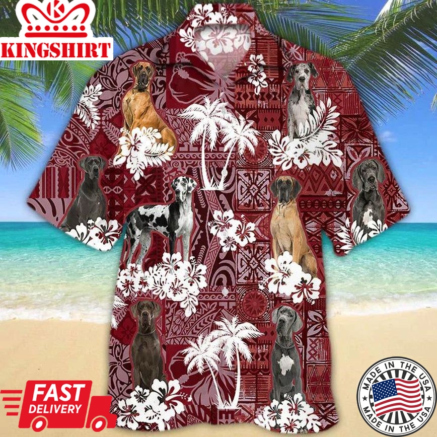 Great Dane Hawaiian Shirt, Gift For Dog Lover Shirts, Men's Hawaiian Shirt