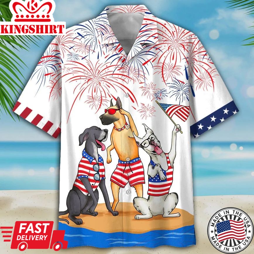 Great Dane Hawaiian Shirt - Independence Is Coming, Usa Patriotic Hawaiian Shirt