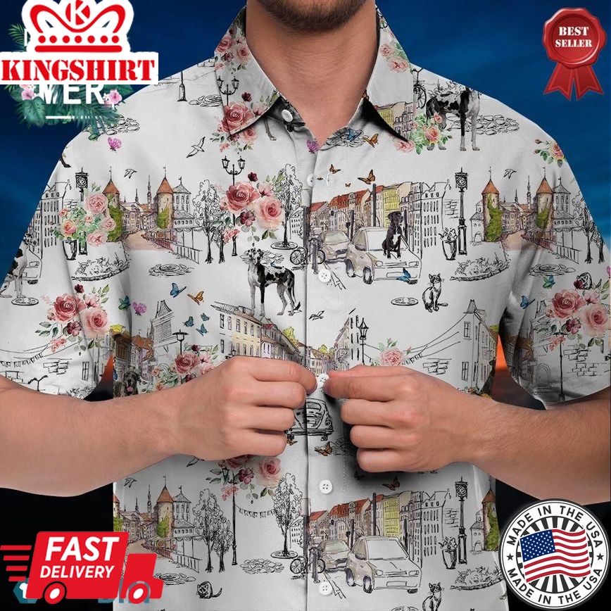 Great Dane Trendy Hawaiian Shirt