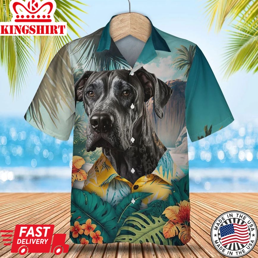 Great Dane Tropic Escape - Experience Paradise with this Vibrant Trendy Hawaiian Shirt