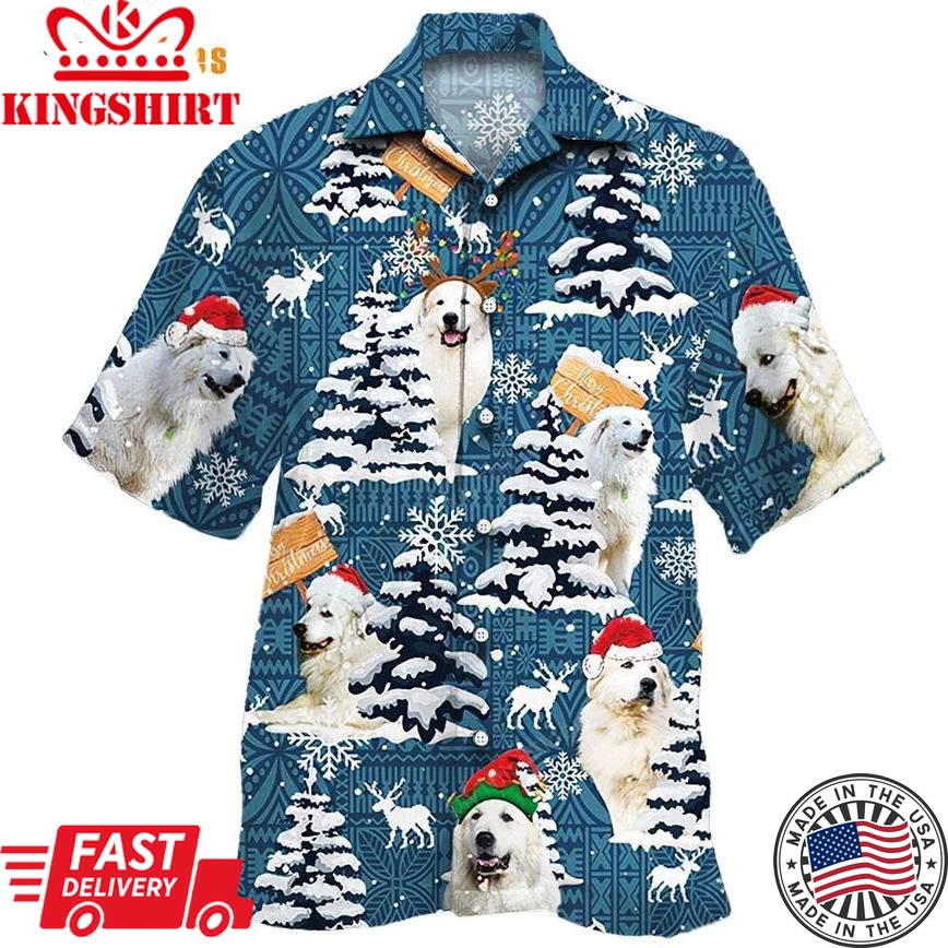 Great Pyrenees Blue Tribal Christmas Trendy Hawaiian Shirt, Dog Trendy Hawaiian Shirt Perfect Gifts For Your Loved Ones