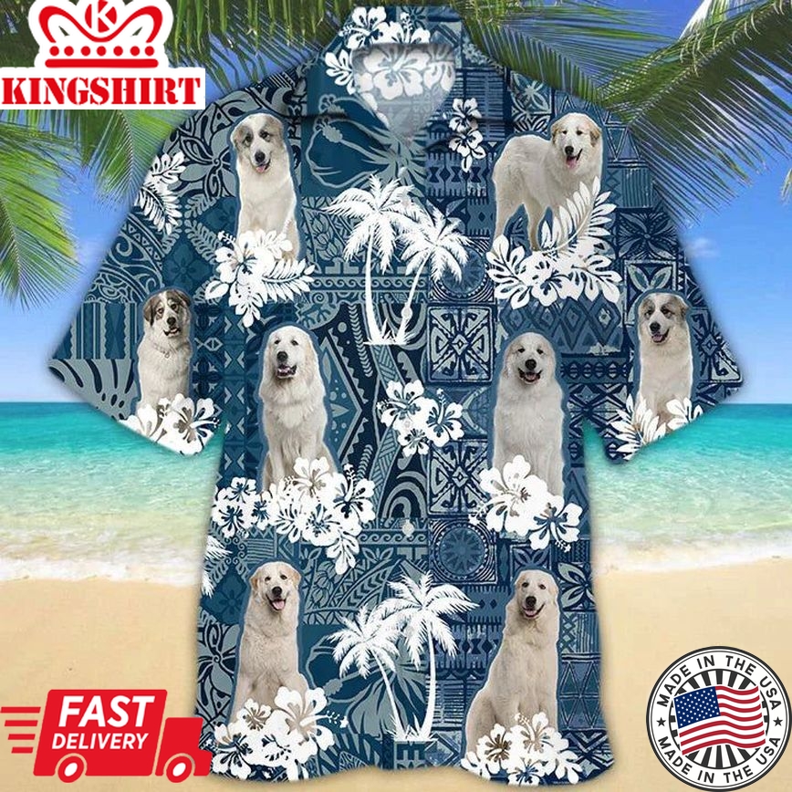 Great Pyrenees Hawaiian Shirt, Flower Dog Short Sleeve Hawaiian Aloha Shirt For Men, Women