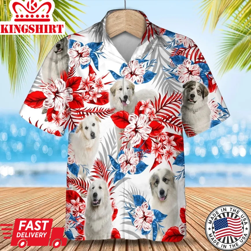 Great Pyrenees Trendy Hawaiian Shirt Gift For Summer, Summer Aloha Shirt, Trendy Hawaiian Shirt For Men And Women