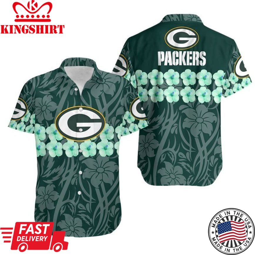 Green Bay Packers Flower And Logo Hawaii Shirt And Shorts: Summer Collection