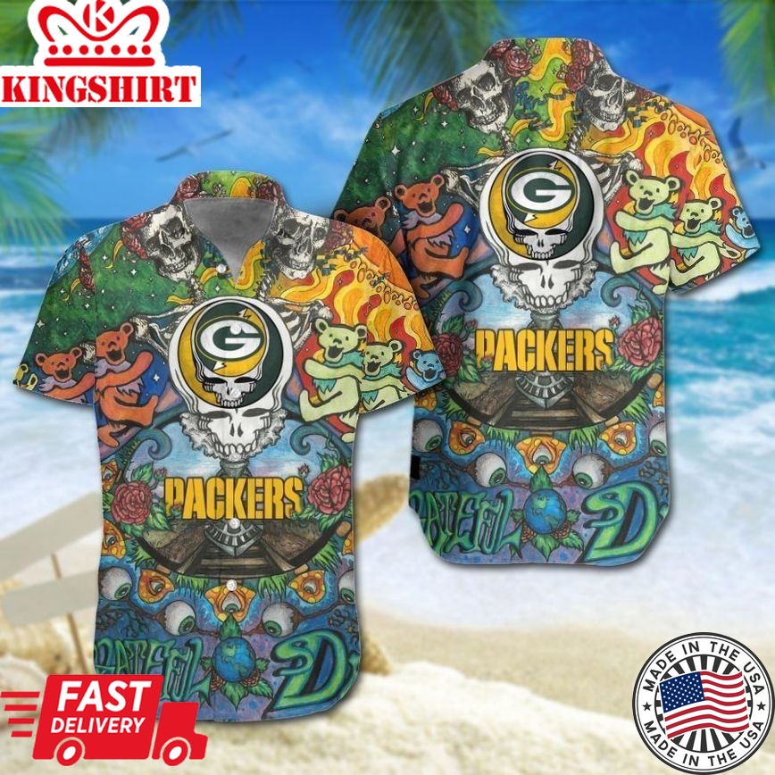 Green Bay Packers Grateful Dead NFL Gift For Fan Hawaiian Shirt & Short