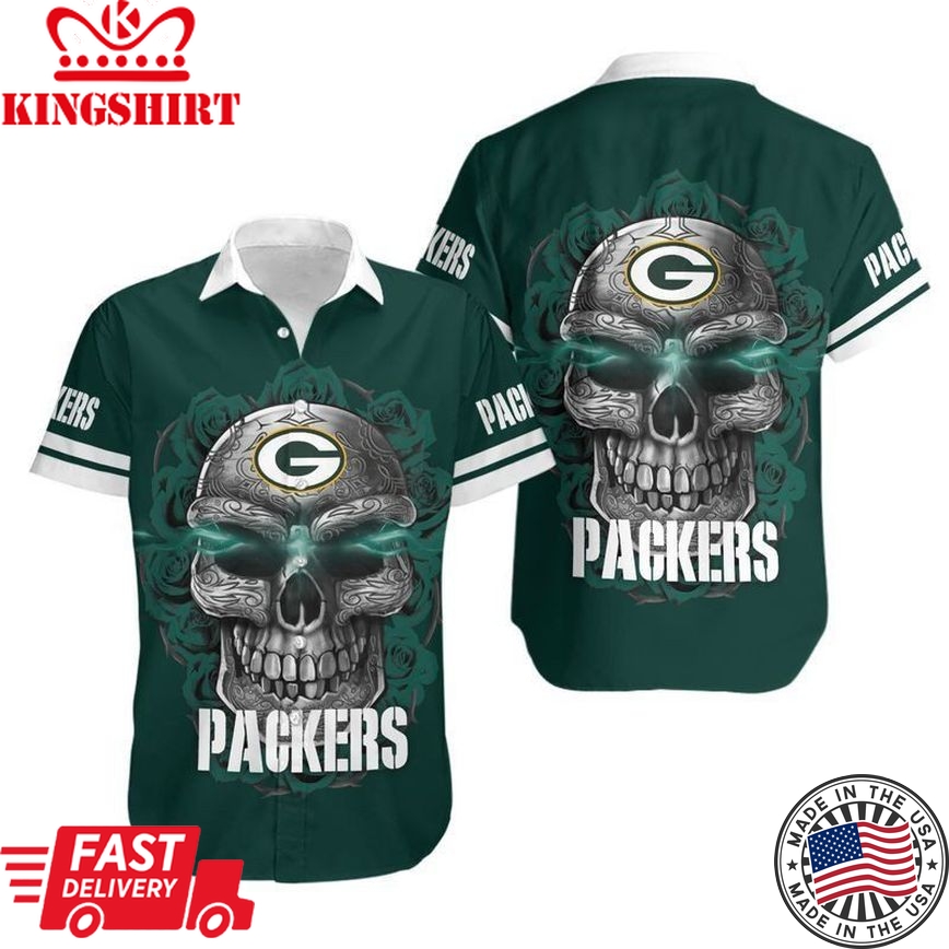 Green Bay Packers Sugar Skull NFL Gift For Fan Hawaiian Shirt: Graphic Print