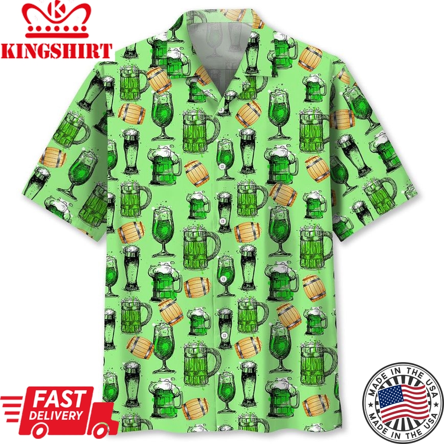 Green Beer St.Patrick Day Trendy Hawaiian Shirt