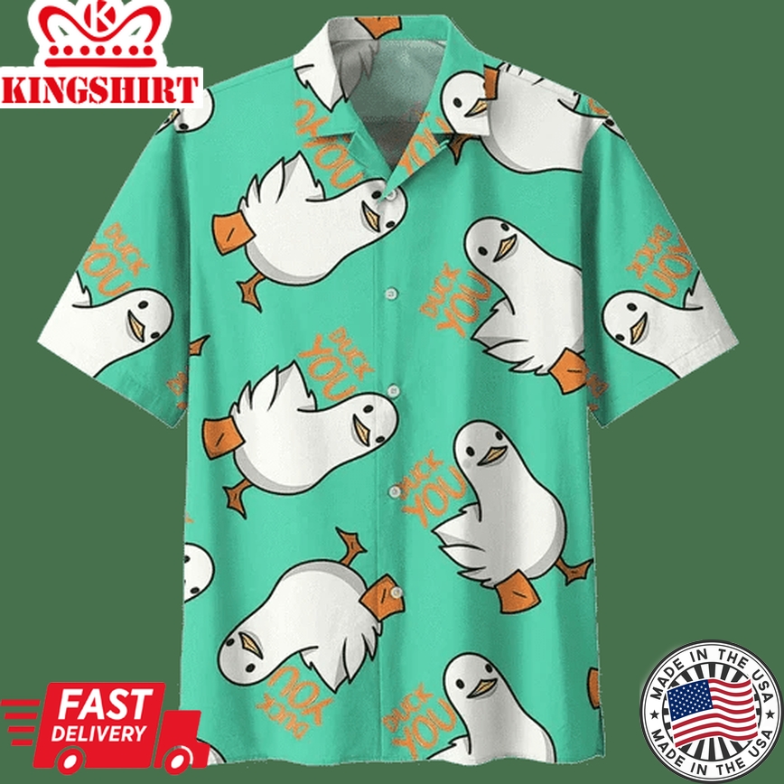 Green Duck Trendy Hawaiian Shirt For Men And Women, Short Sleeve Hawaiian Aloha Shirt