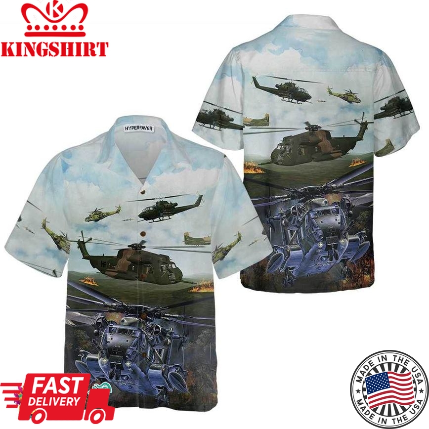 Green Giant Helicopter Hawaiian Shirt, Helicopter Shirt For Men, Hawaiian Shirt With Helicopter